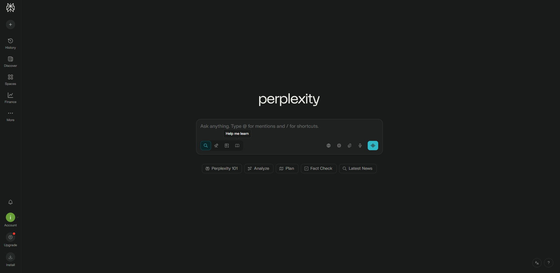 Perplexity AI Research Interface